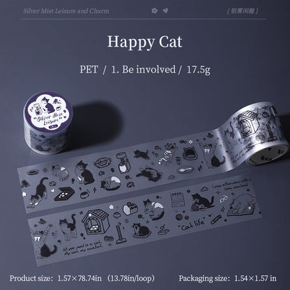 Silver Mist Leisure Series Die Cutting Silver Stamping Fog PET Tape