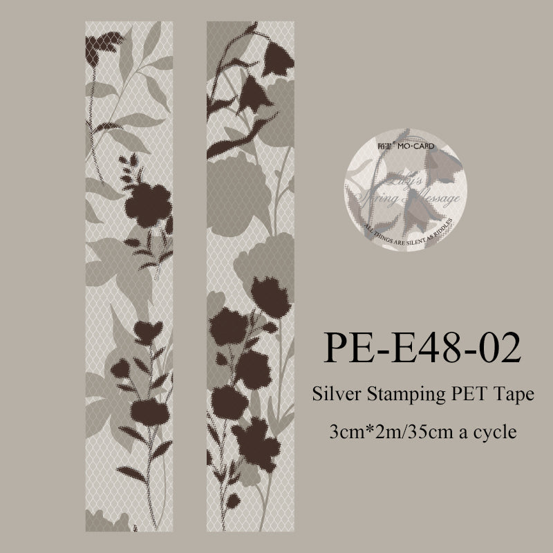 Remain Silent Series Silver Stamping PET Tape