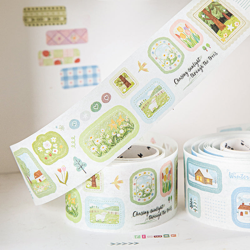 Flower Island Melodies Series Die Cutting Washi Tape featuring flower, and island designs for journaling, scrapbooking and collage