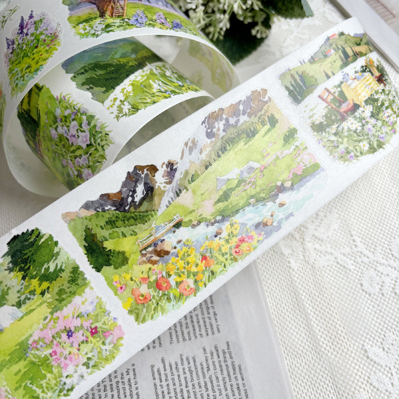 Whole Roll 7cm*5m Blossoming Wildlands Die Cutting Washi/PET Tape