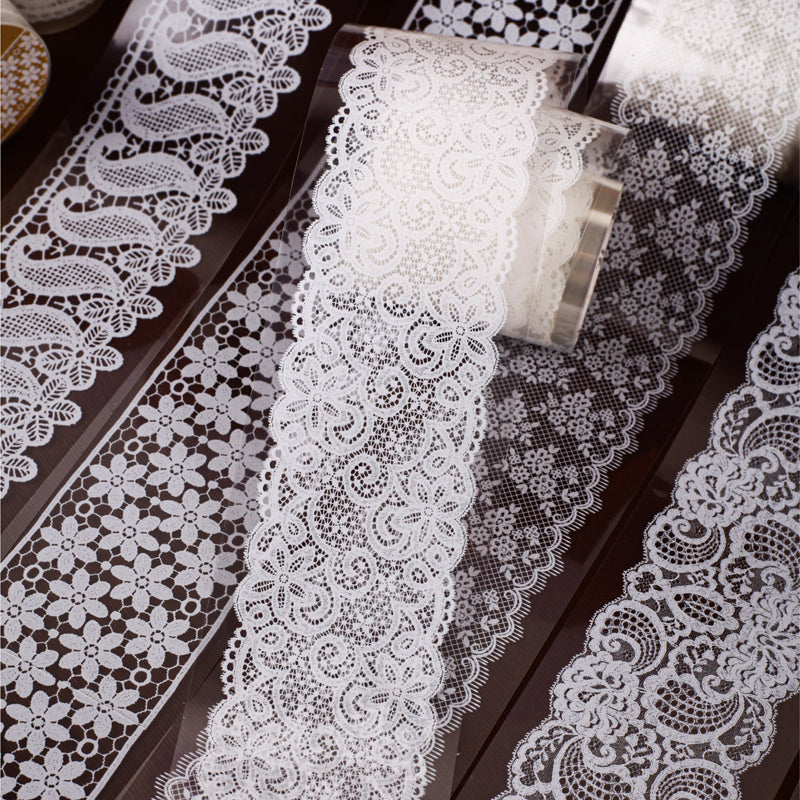 Lace Dreamland Series PET Tape featuring dream, and lace designs for journaling, scrapbooking and collage