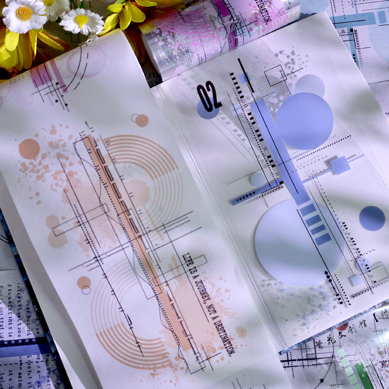 Whole Roll 10cm*5m Time Sketches Die Cutting Washi/PET Tape for journaling, scrapbooking and collage