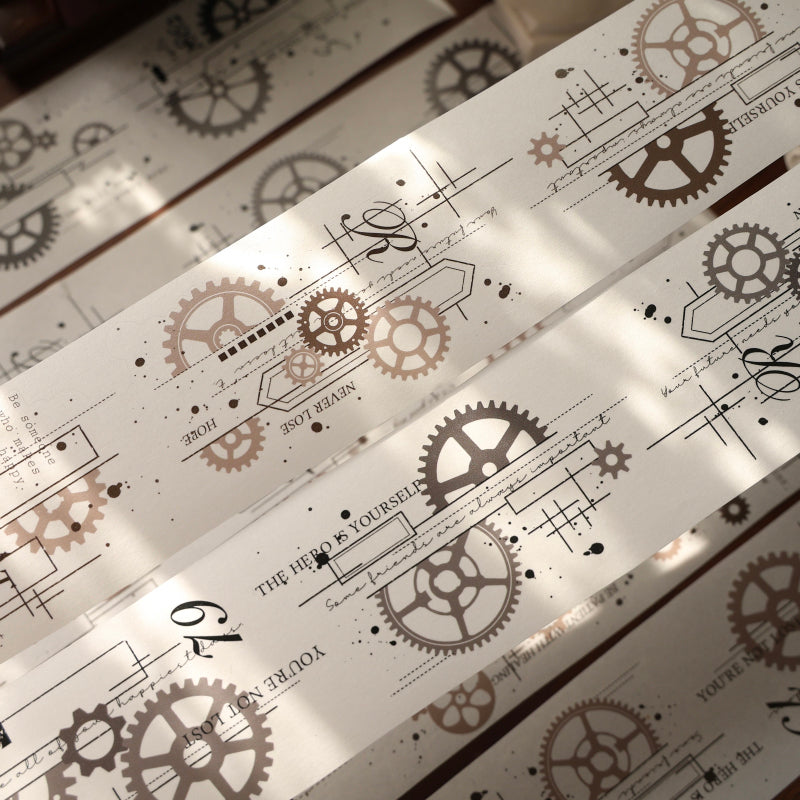 Whole Roll 6cm*6m Gear line pattern Die Cutting Washi/PET Tape for journaling, scrapbooking and collage