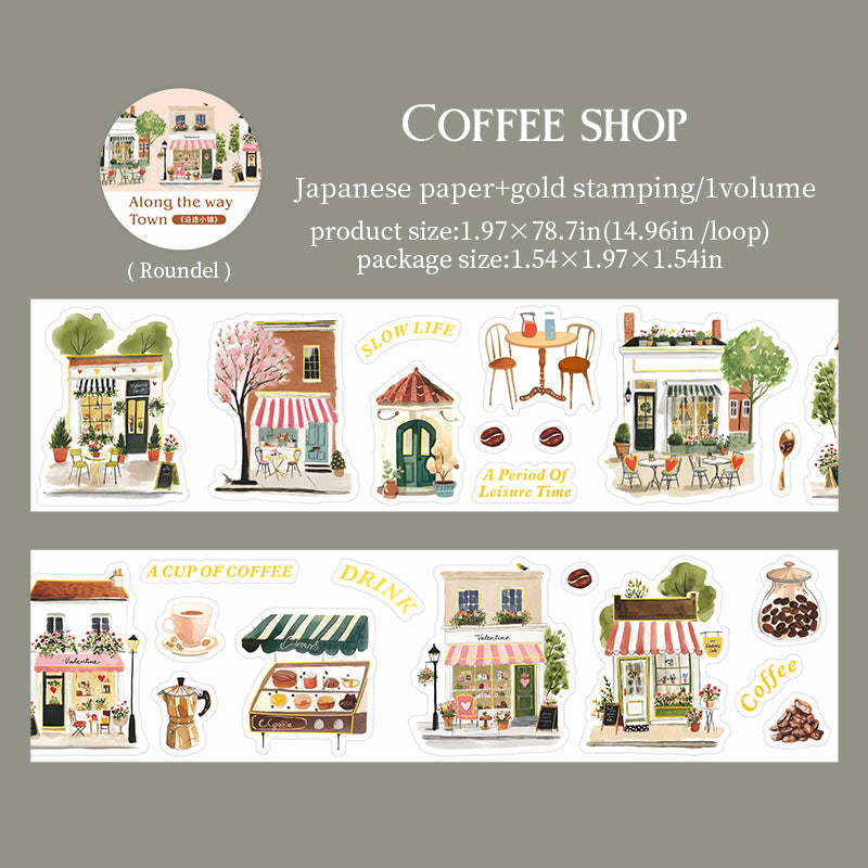Towns Along The Way Series Die Cutting Gold Stamping Washi Tape