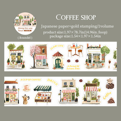 Towns Along The Way Series Die Cutting Gold Stamping Washi Tape