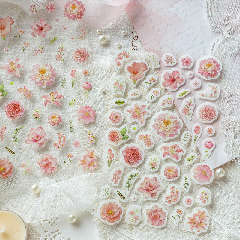Flower Letter Series Sticker featuring flower, and letter designs for journaling, scrapbooking and collage