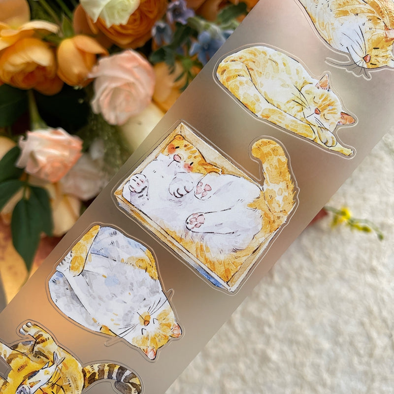 Whole Roll 6cm*10m Cat Home Die Cutting Washi/PET/Fog PET Tape featuring cat, and home designs for journaling, scrapbooking and collage