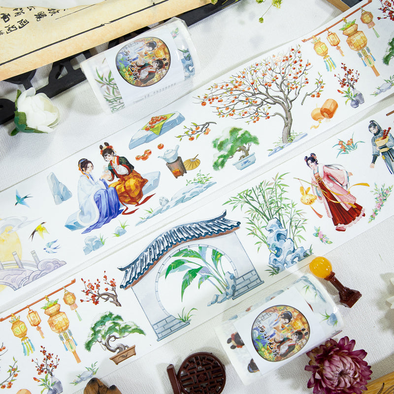 Ancient Love Affection Die Cutting Washi/Shell Gold PET Tape featuring old, and gold designs for journaling, scrapbooking and collage