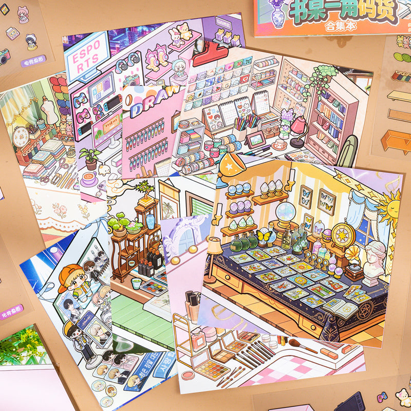 Corner Of Desk Series 3D Sticker Book featuring book designs for journaling, scrapbooking and collage