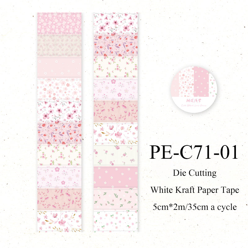 Flower letter series Die Cutting White Kraft Paper Tape