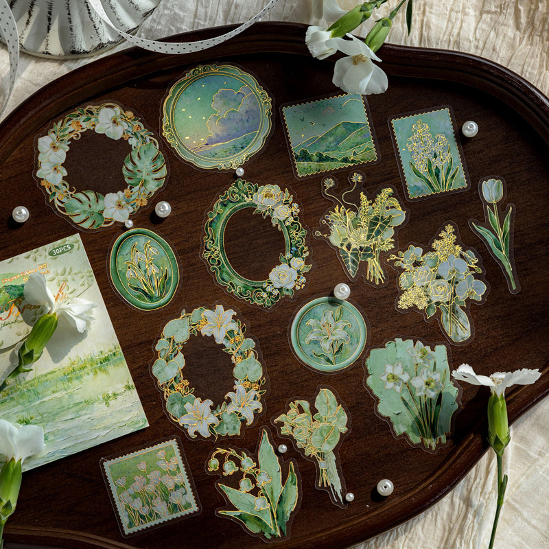 Oil Painting Floral Sentiment Series Sticker featuring floral designs for journaling, scrapbooking and collage