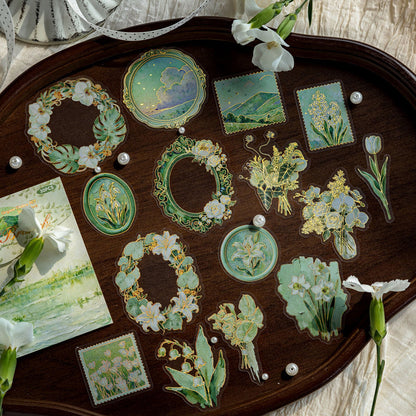Oil Painting Floral Sentiment Series Sticker featuring floral designs for journaling, scrapbooking and collage