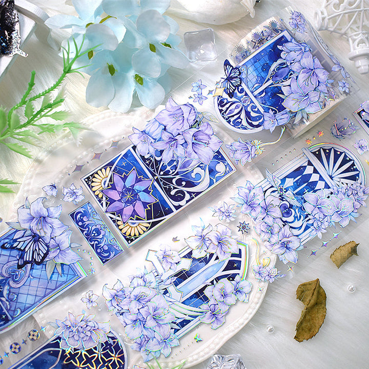 Star shadow dream window Laser Silver PET Tape featuring dream, silver, and star designs for journaling, scrapbooking and collage