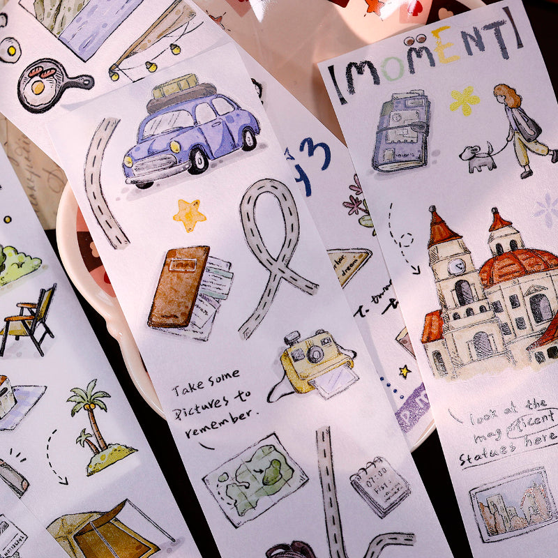 Whole Roll 5.5cm*5m The Journey Die Cutting Washi/Fog PET Tape for journaling, scrapbooking and collage
