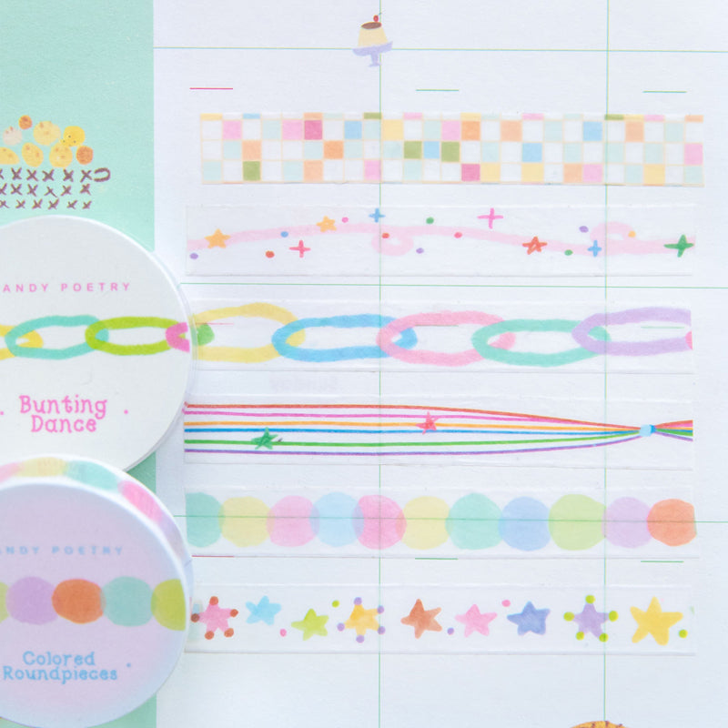 Colorful Candy Notes Series Washi Tape featuring color designs for journaling, scrapbooking and collage