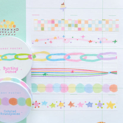 Colorful Candy Notes Series Washi Tape featuring color designs for journaling, scrapbooking and collage