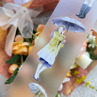 6cm*333cm It's raining Die Cutting Washi/PET/Fog PET Tape featuring rain designs for journaling, scrapbooking and collage