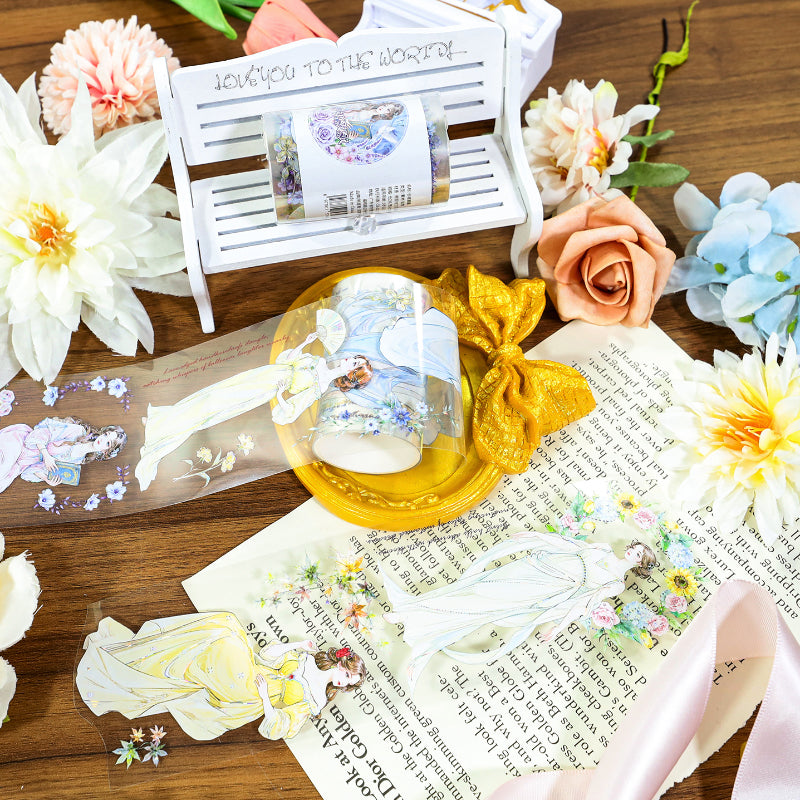 The flowing gauze dress Shell Silver PET Tape featuring silver designs for journaling, scrapbooking and collage