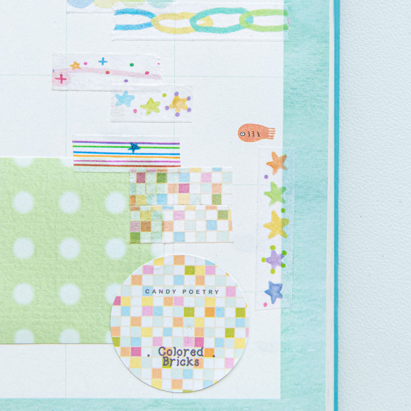 Colorful Candy Notes Series Washi Tape featuring color designs for journaling, scrapbooking and collage