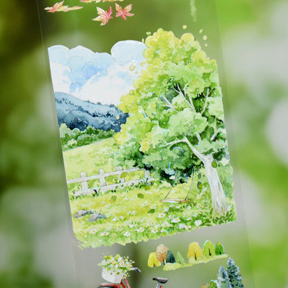 6.5cm*120cm Explore Mountains Shell Light PET Tape featuring light designs for journaling, scrapbooking and collage