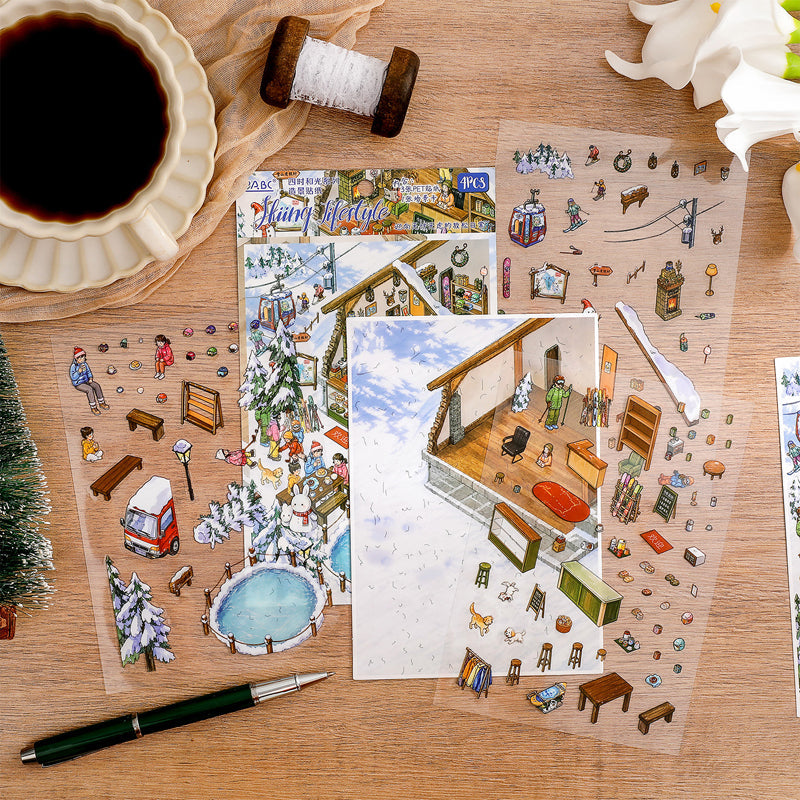 Four Seasons Light Series 3D Sticker featuring sea, and light designs for journaling, scrapbooking and collage