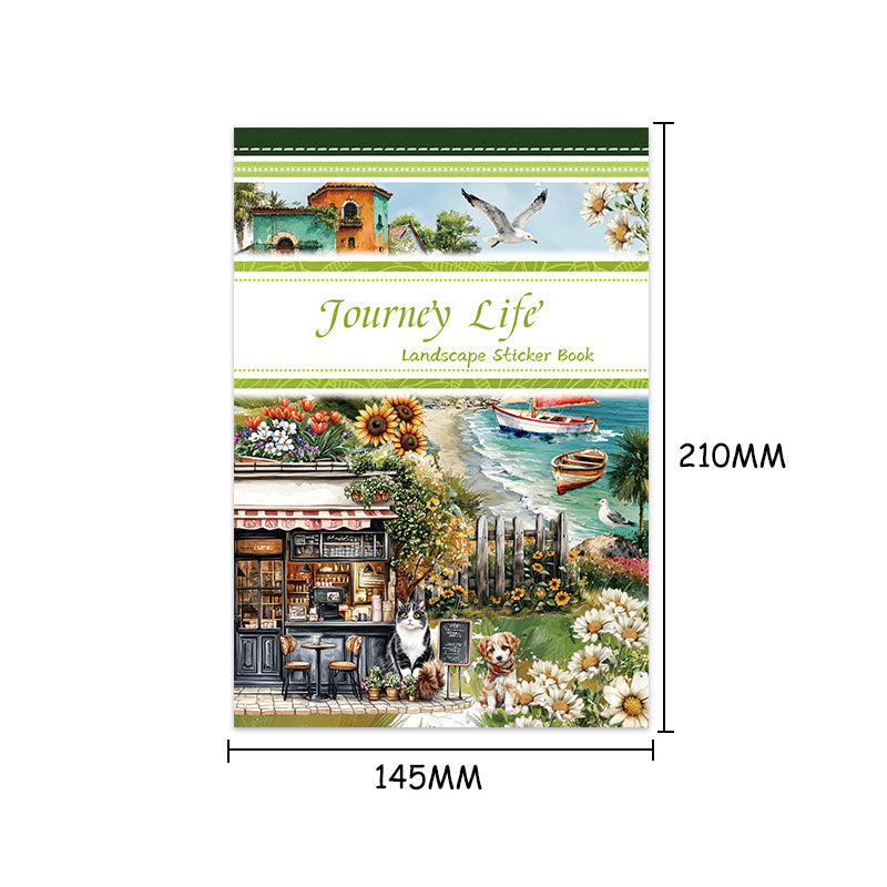 Journry Life Sticker Book featuring book designs for journaling, scrapbooking and collage