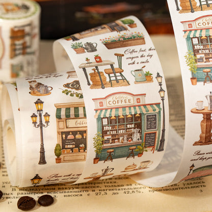 Coffee and Cat Series Washi Tape featuring cat designs for journaling, scrapbooking and collage