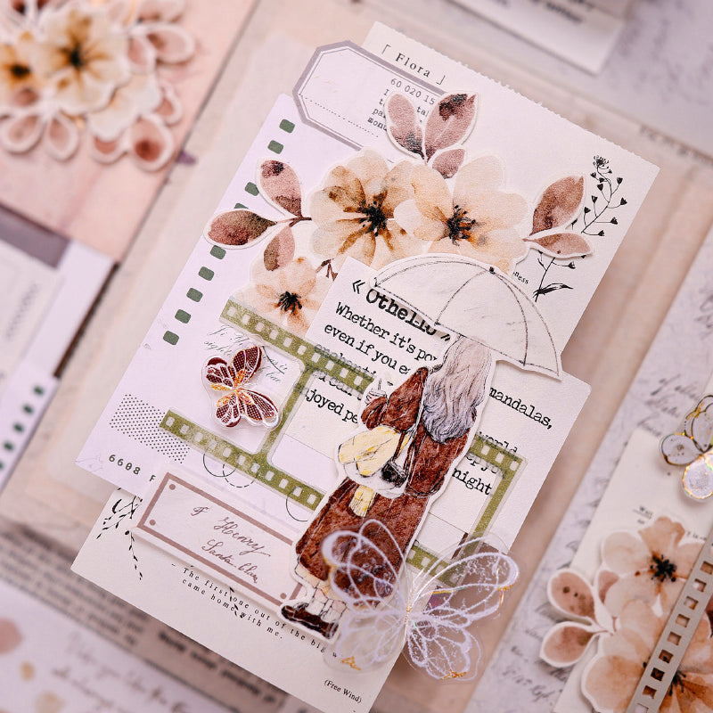 Whole Roll 5.5cm*6m Warm yellow branches Die Cutting Washi/PET Tape for journaling, scrapbooking and collage