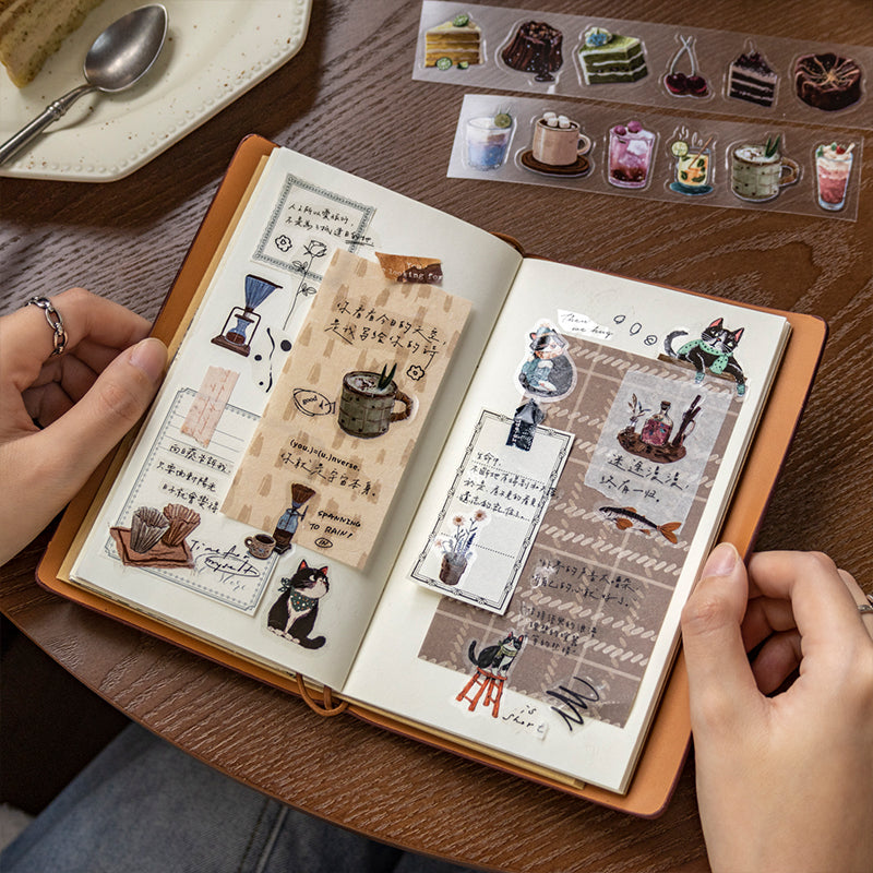 Leisure Moments Series Die Cutting PET Tape featuring leisure designs for journaling, scrapbooking and collage