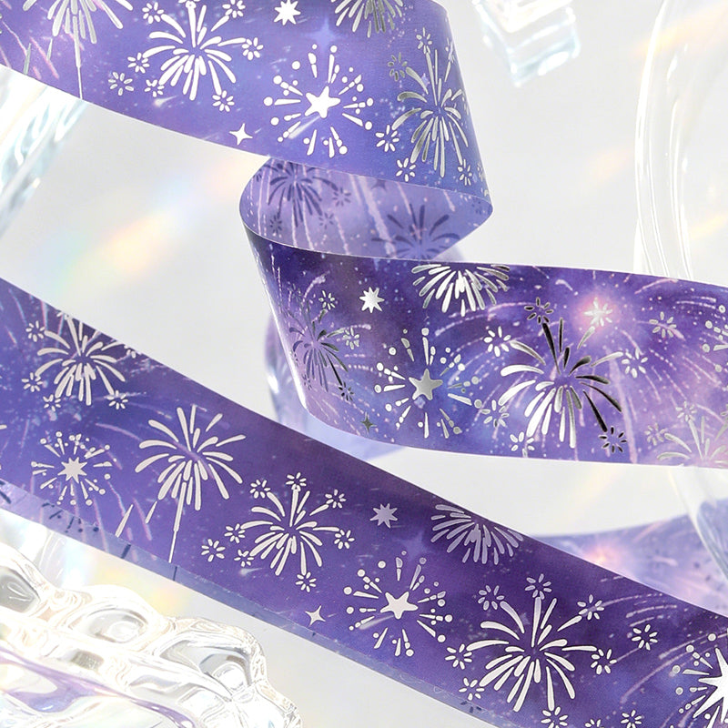 Dreaming Flowing Light Music Series Silver Stamping PET Tape featuring dream, silver, and music designs for journaling, scrapbooking and collage