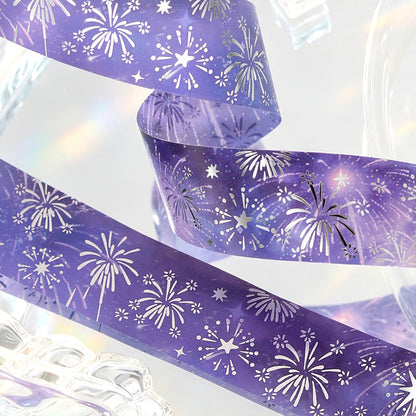 Dreaming Flowing Light Music Series Silver Stamping PET Tape featuring dream, silver, and music designs for journaling, scrapbooking and collage