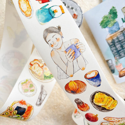 Whole Roll 5cm*10m Healing Cuisine Die Cutting Washi/PET/Fog PET Tape for journaling, scrapbooking and collage