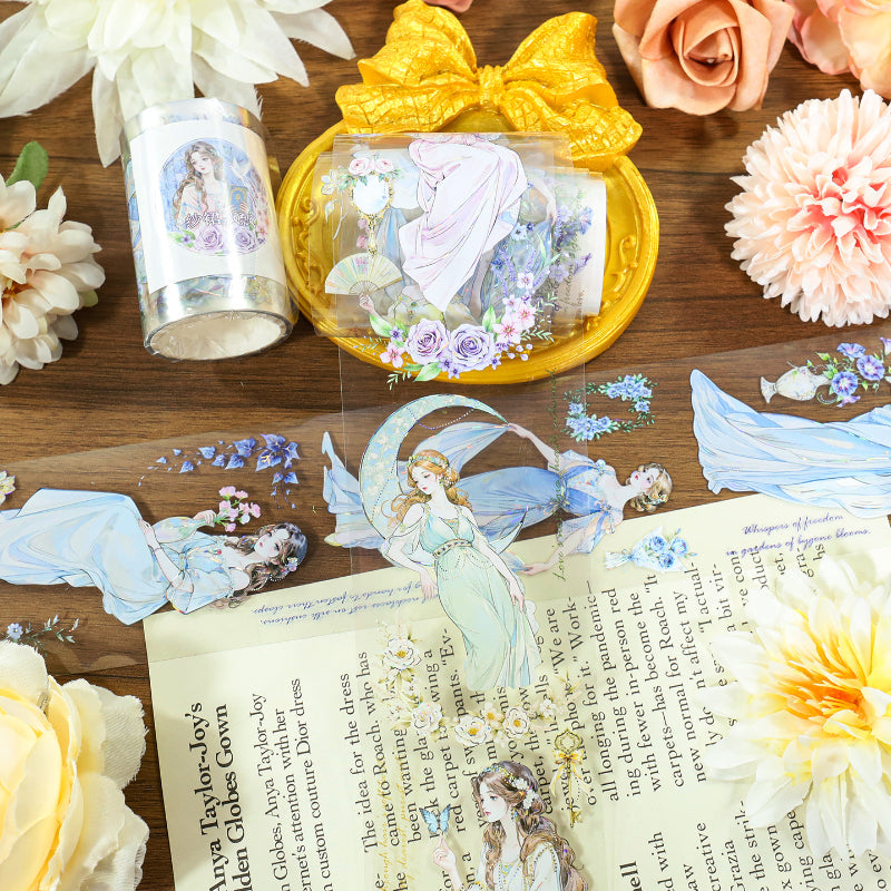 The flowing gauze dress Shell Silver PET Tape featuring silver designs for journaling, scrapbooking and collage