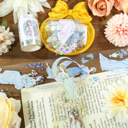 The flowing gauze dress Shell Silver PET Tape featuring silver designs for journaling, scrapbooking and collage