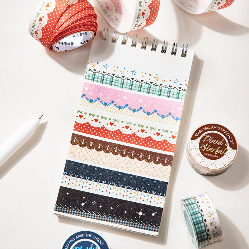 Star Grid Pattern Series Washi Tape featuring star designs for journaling, scrapbooking and collage