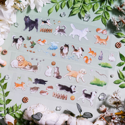 6.5cm*100cm Adorable animals Die Cutting PET Tape featuring animal designs for journaling, scrapbooking and collage