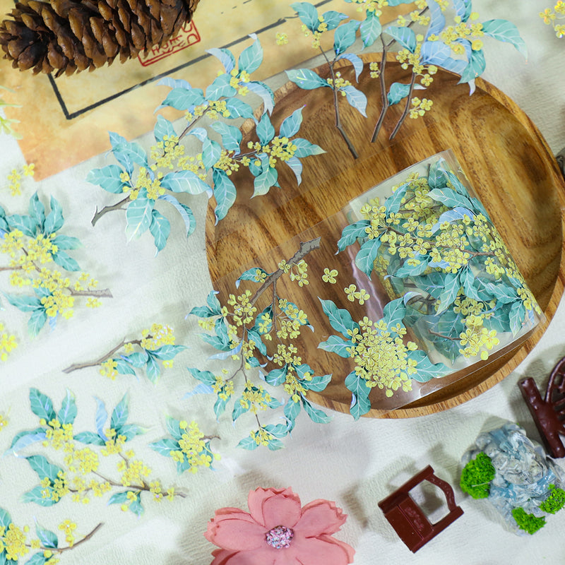 Glod Osmanthus Die Cutting Washi/Shell Light PET Tape featuring light designs for journaling, scrapbooking and collage