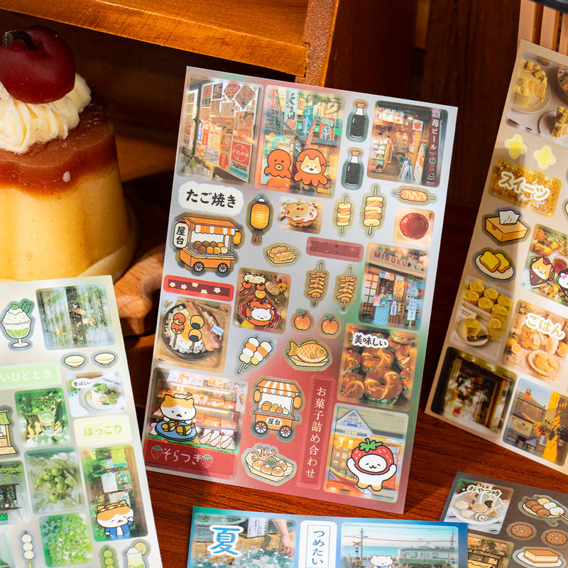 Cute Food Story Series Sticker Book featuring book designs for journaling, scrapbooking and collage