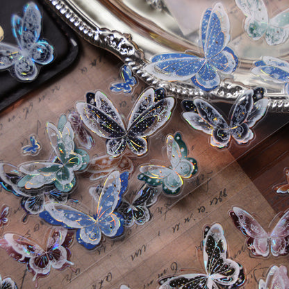 6cm*100cm Blue Dream Butterfly Die Cutting Shell Silver/Gold/Light PET Tape