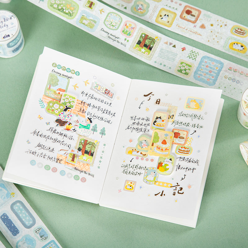 Flower Island Melodies Series Die Cutting Washi Tape featuring flower, and island designs for journaling, scrapbooking and collage