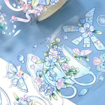 Romantic letter Washi/Shell Light PET Tape featuring romantic, letter, and light designs for journaling, scrapbooking and collage