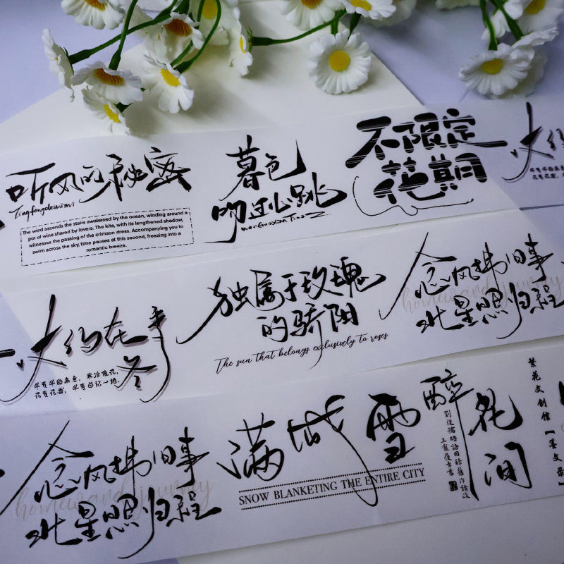 5cm*100cm Chinese text record Die Cutting Washi/PET Tape for journaling, scrapbooking and collage