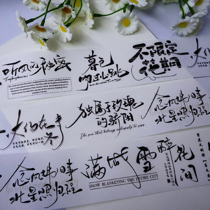5cm*100cm Chinese text record Die Cutting Washi/PET Tape for journaling, scrapbooking and collage