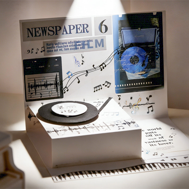 The Music Flow Series Laser Silver PET Tape featuring silver, and music designs for journaling, scrapbooking and collage
