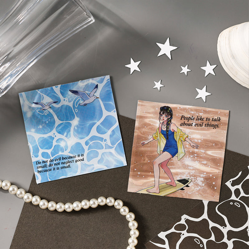 Water Moon Flower Mirror Series Sticker featuring flower, moon, and mirror designs for journaling, scrapbooking and collage