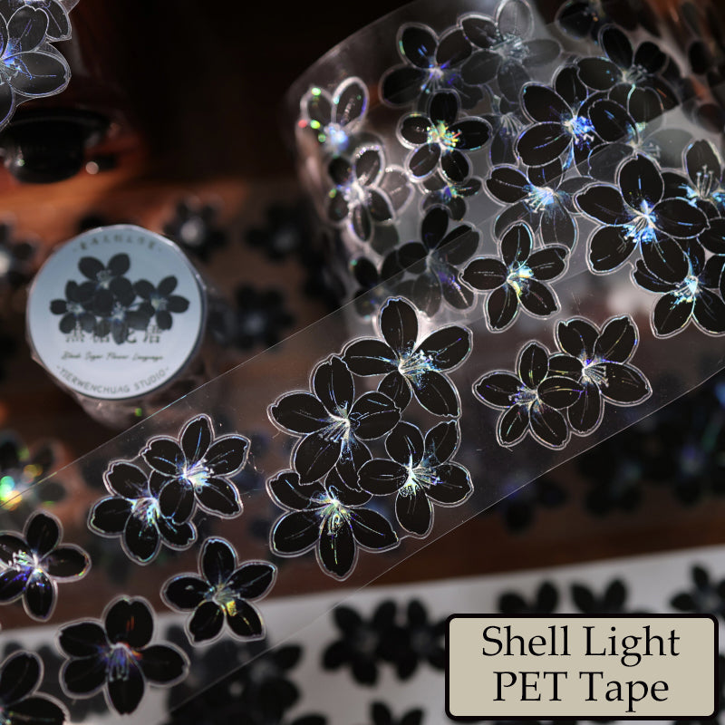 5cm*100cm Black Sugar Flower Language Die Cutting Washi/PET/Shell Light PET Tape
