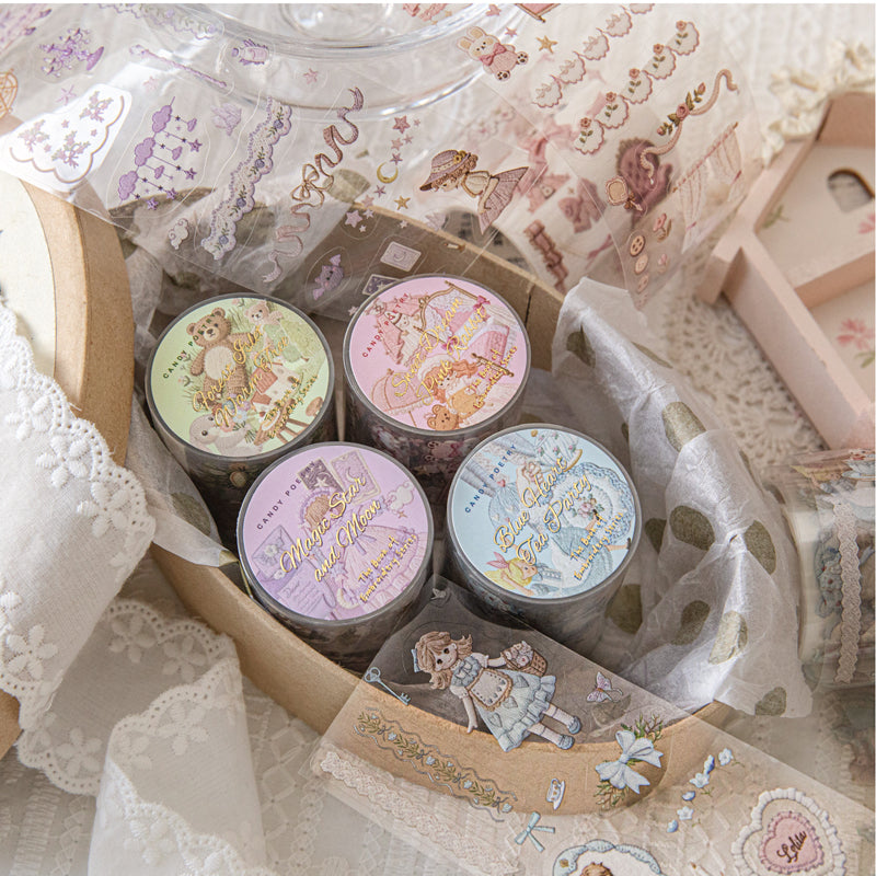 Embroidery Book Series Die Cutting PET Tape featuring book designs for journaling, scrapbooking and collage