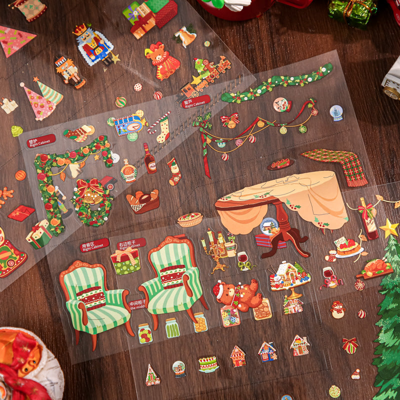 Christmas Warm House Series 3D Sticker featuring house designs for journaling, scrapbooking and collage