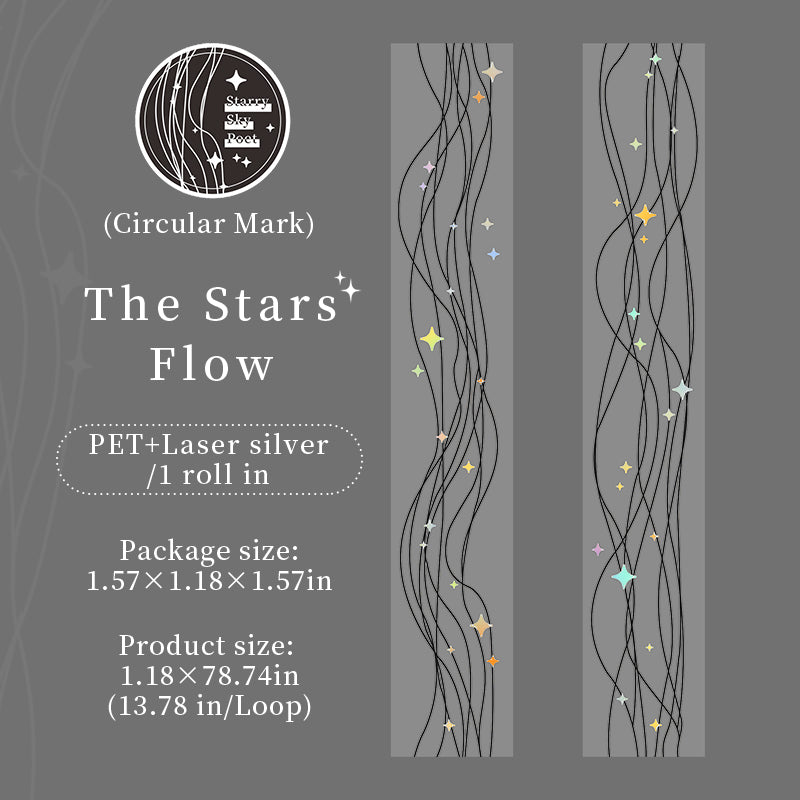 Starlit Poet Series Laser Silver PET Tape