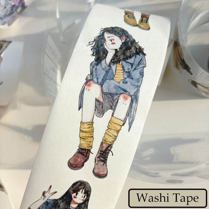 5,5 cm * 333 cm Washi/PET/Fog Bande adhésive à découpe narrative au rythme lent